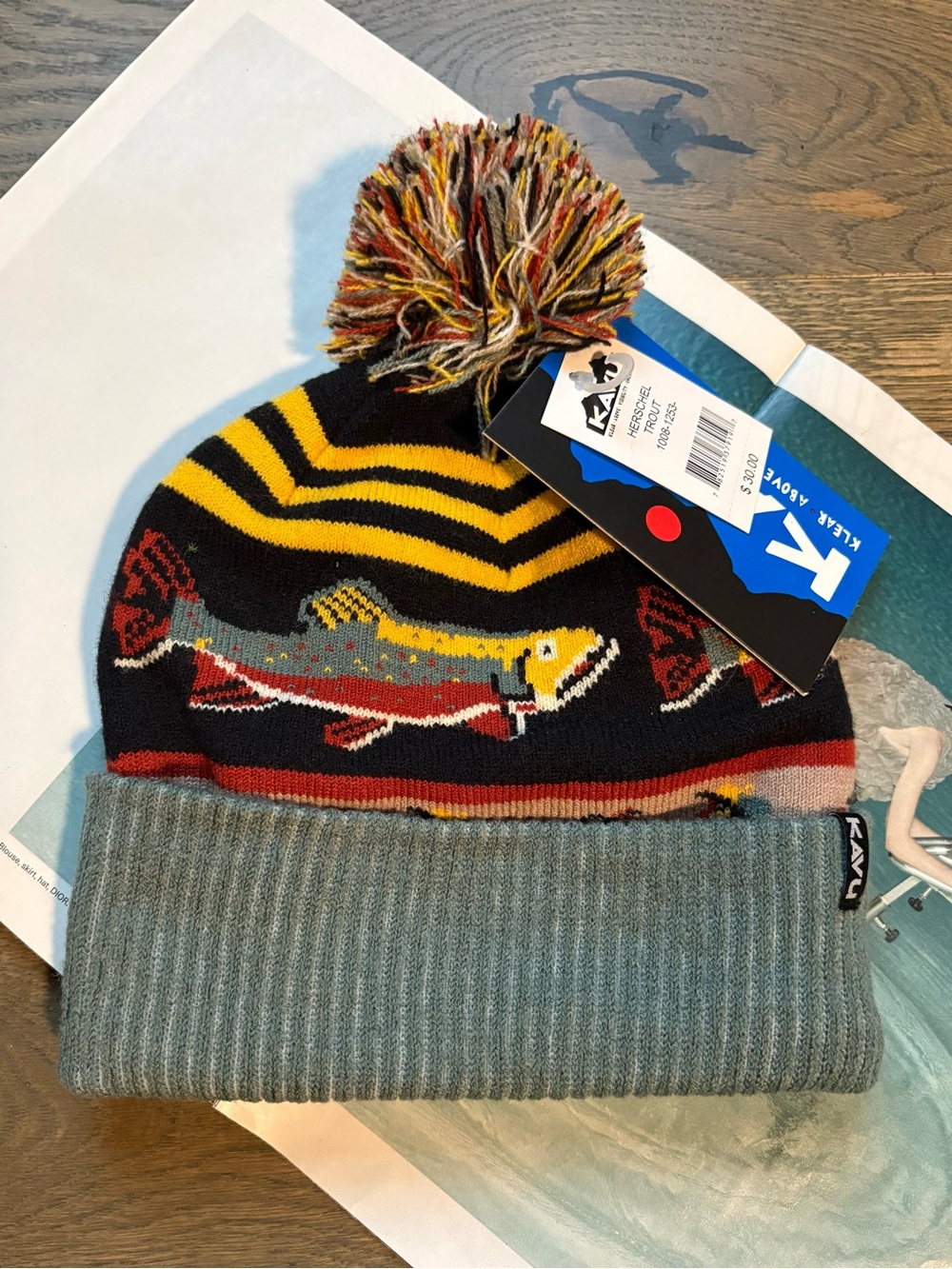 New Kavu Herschel Trout Pom Beanie Hat OS